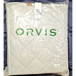 NEW Orvis Fleece Throw Blanket Light Gray Tweed Soft Plush 48 x 56" Medium Wooly